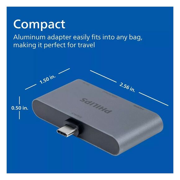 Philips USB-C Multiport Hub 4K HDMI Adapter 100W PD Fast Data Transfer Box Wear - Picture 4 of 8